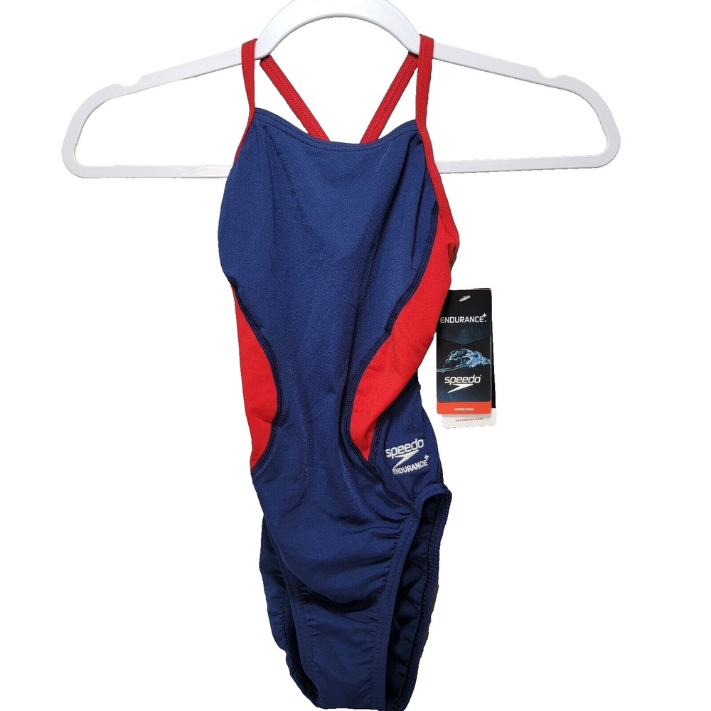 Speedo Endurance Plus One Piece Swimsuit Youth 22 7 yrs Cross Back Racing Cut